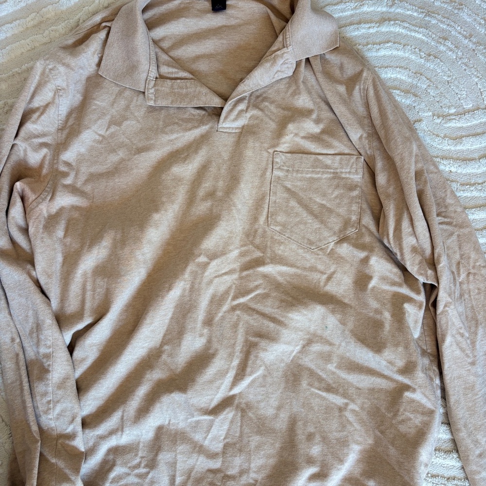 Lands' End Tan Polo Shirt Classic Cotton Blend